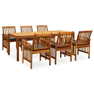 vidaXL 7 Piece Garden Dining Set with Cushions Solid Acacia Wood