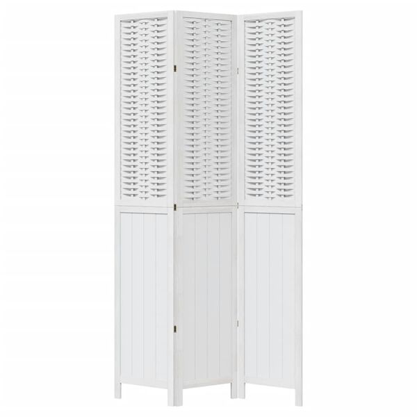 vidaXL Room Divider 3 Panels White Solid Wood Paulownia