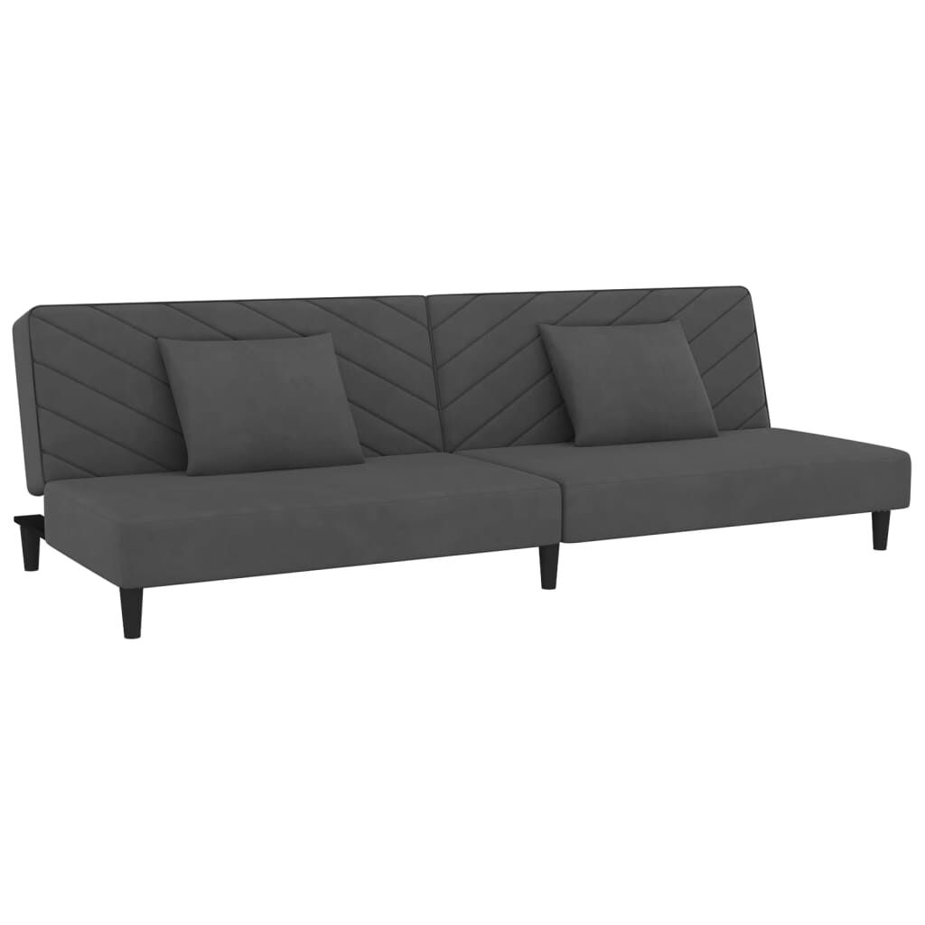 vidaXL 2-Seater Sofa Bed with Two Pillows Dark Grey Velvet