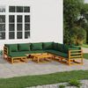 vidaXL 9 Piece Garden Lounge Set with Green Cushions Solid Wood