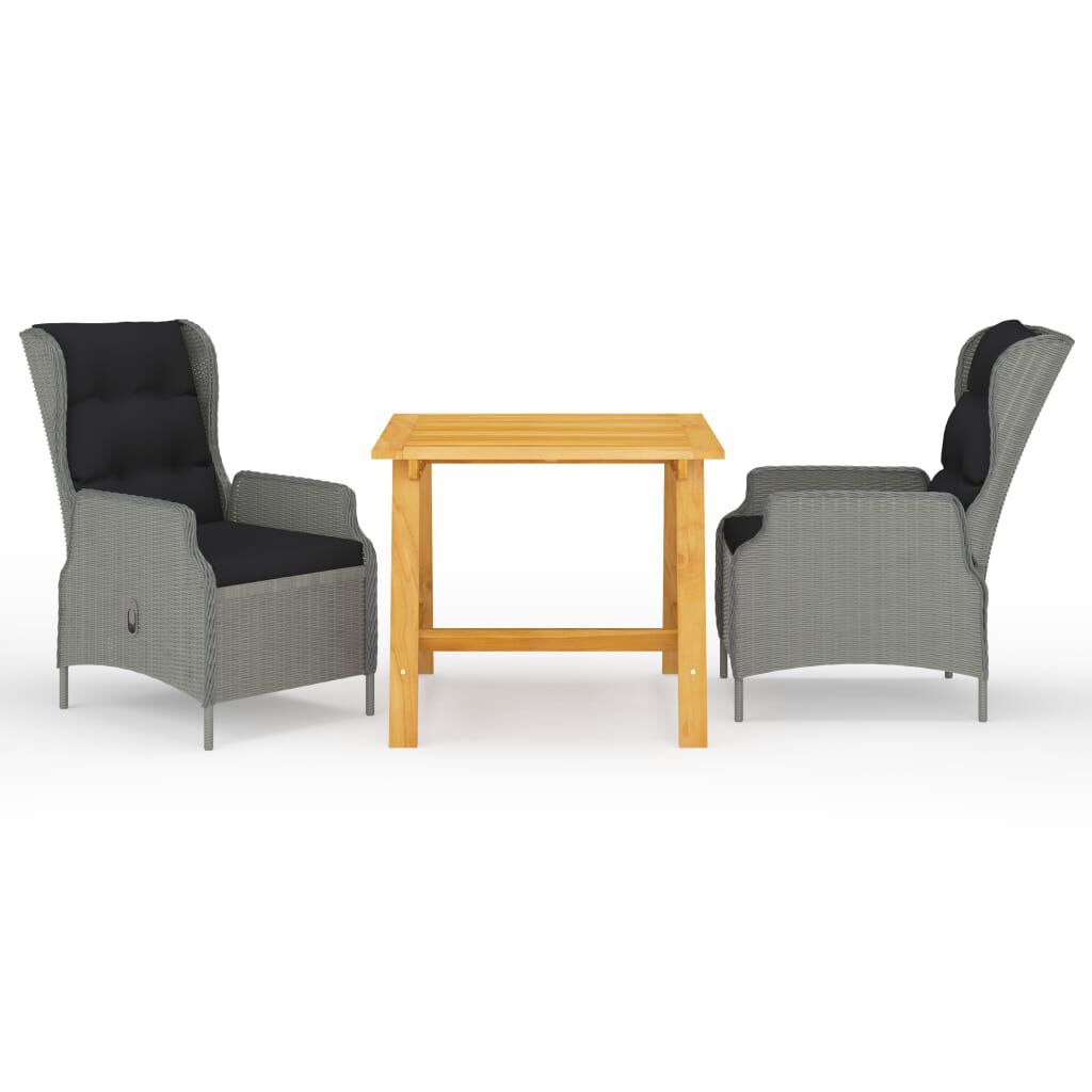 vidaXL 3 Piece Garden Dining Set Light Grey