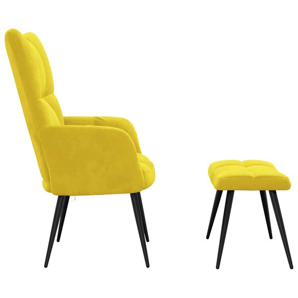 vidaXL Relaxing Chair with a Stool Mustard Yellow Velvet