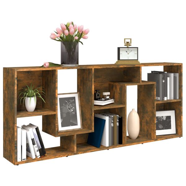 vidaXL Book Cabinet Smoked Oak 67x24x161 cm Engineered Wood