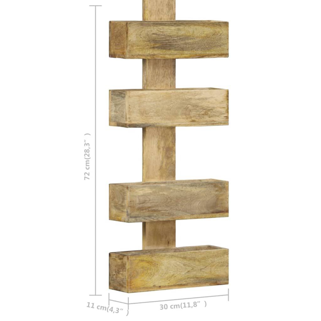 vidaXL Magazine Wall Rack 30x11x72 cm Solid Mango Wood