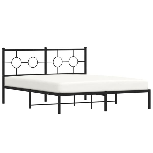 vidaXL Metal Bed Frame without Mattress with Headboard Black 150x200cm