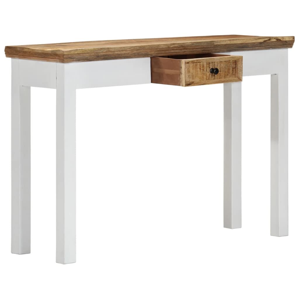 vidaXL Console Table White and Brown 110x35x75 cm Solid Mango Wood