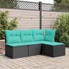 vidaXL Garden Stool with Cushion Black 55x55x37 cm Poly Rattan