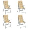 vidaXL Highback Chair Cushions 4 pcs Melange Beige 120x50x4 cm Fabric