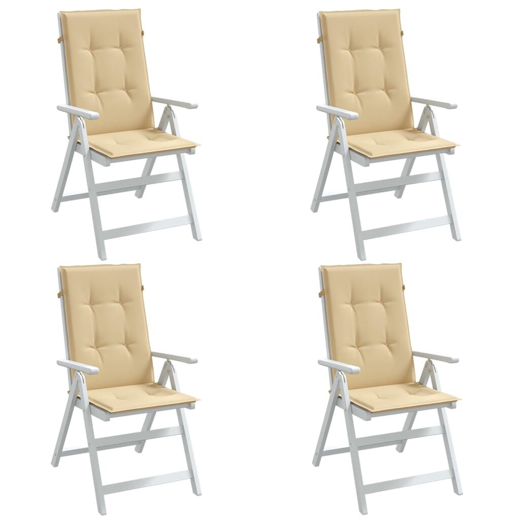 vidaXL Highback Chair Cushions 4 pcs Melange Beige 120x50x4 cm Fabric