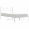 vidaXL Metal Bed Frame without Mattress with Headboard White 100x200cm