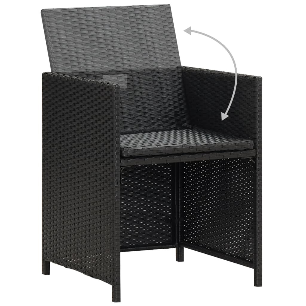vidaXL Garden Chairs 2 pcs with Cushions and Pillows Poly Rattan Black