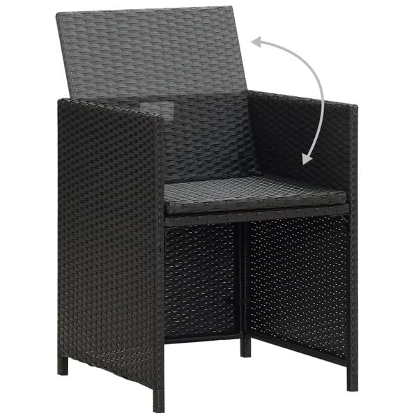 vidaXL Garden Chairs 2 pcs with Cushions and Pillows Poly Rattan Black