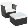 vidaXL Garden Chair with Stool Poly Rattan Black