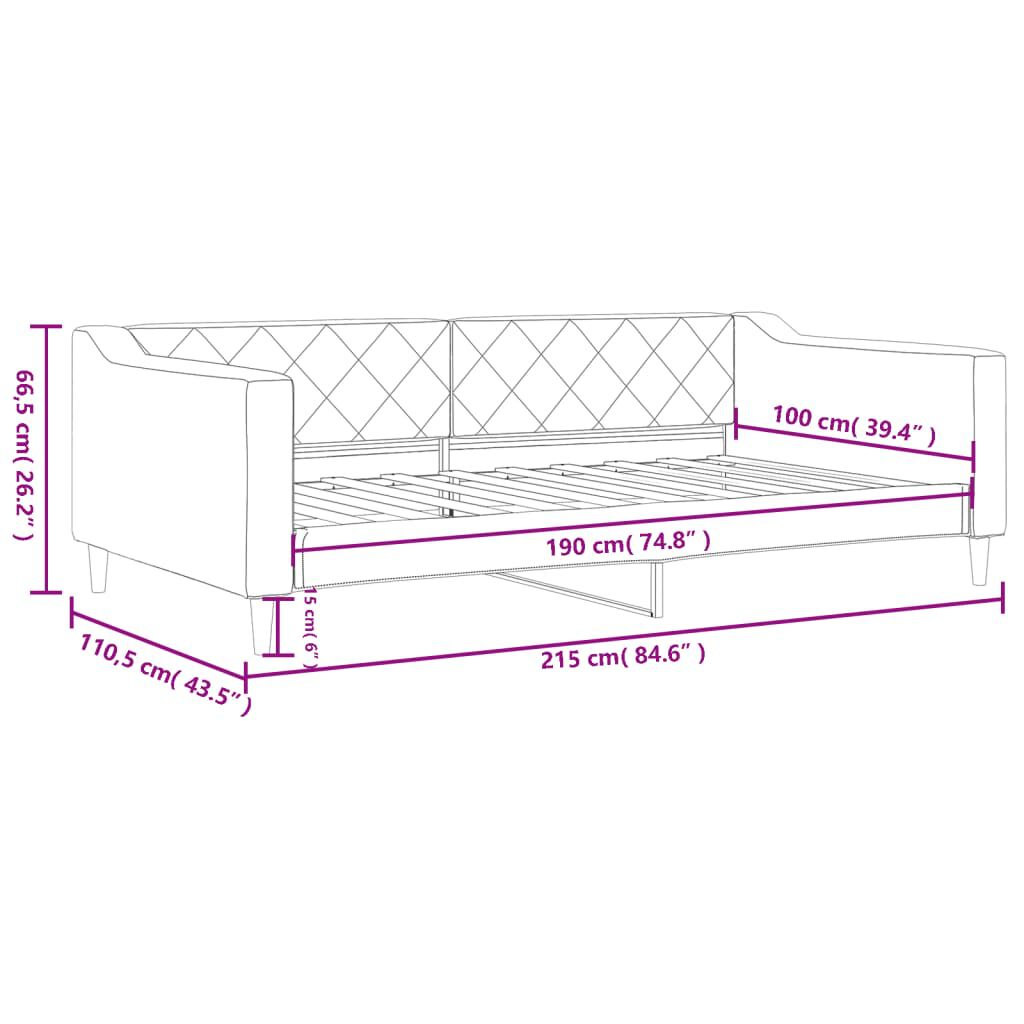vidaXL Day Bed without Mattress Light Grey 100x190 cm Fabric