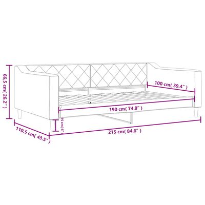 vidaXL Day Bed without Mattress Light Grey 100x190 cm Fabric