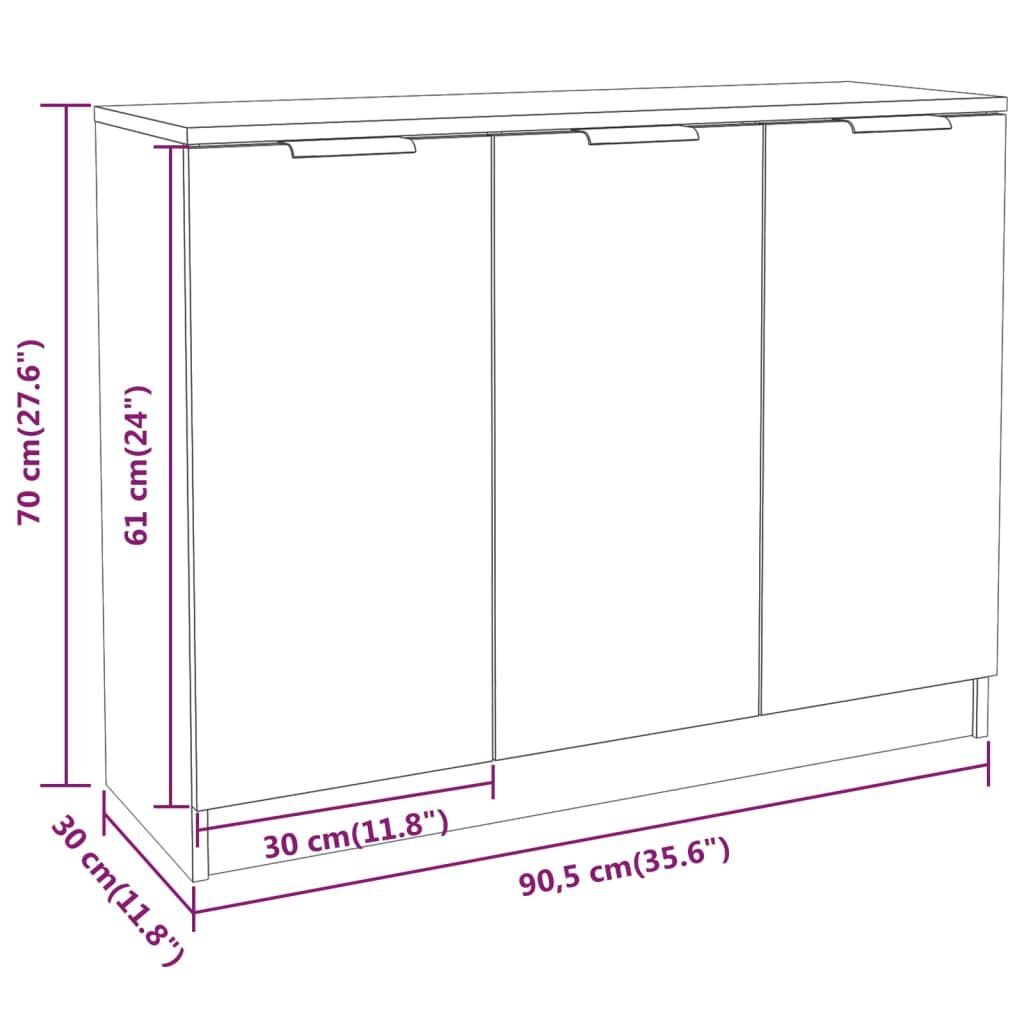 vidaXL Sideboard Black 90.5x30x70 cm Engineered Wood