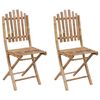 vidaXL Folding Garden Chairs 2 pcs with Cushions Bamboo
