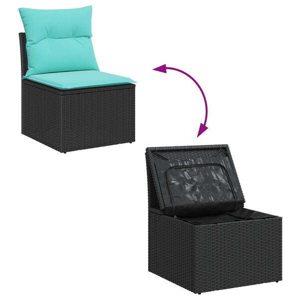 vidaXL 6 Piece Garden Sofa Set with Cushions Black Poly Rattan
