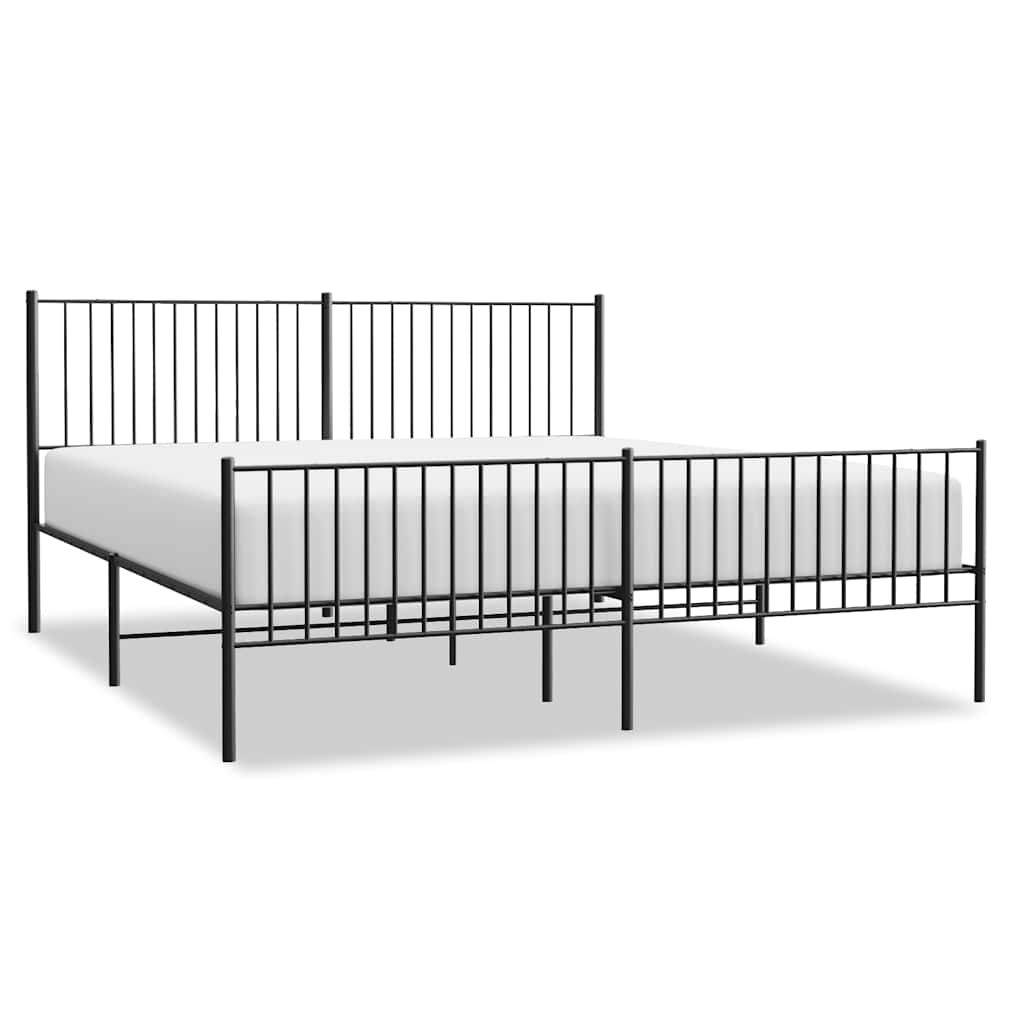vidaXL Metal Bed Frame without Mattress with Footboard Black 193x203cm