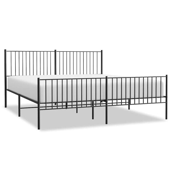 vidaXL Metal Bed Frame without Mattress with Footboard Black 193x203cm