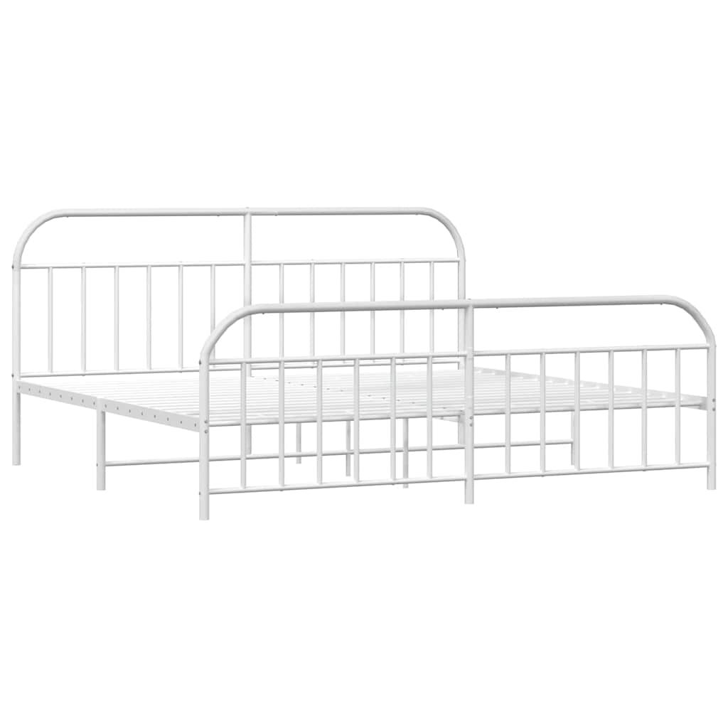 vidaXL Metal Bed Frame without Mattress with Footboard White 193x203cm