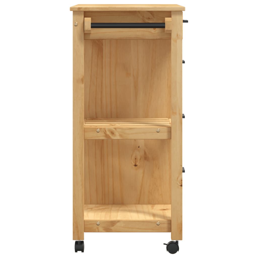 vidaXL Kitchen Trolley MONZA 84x40x90 cm Solid Wood Pine