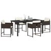vidaXL Garden Dining Set with Cushion 5 pcs Brown Poly Rattan