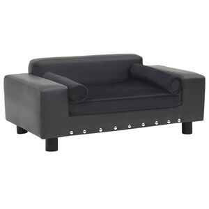 vidaXL Dog Sofa Dark Grey 81x43x31 cm Plush and Faux Leather