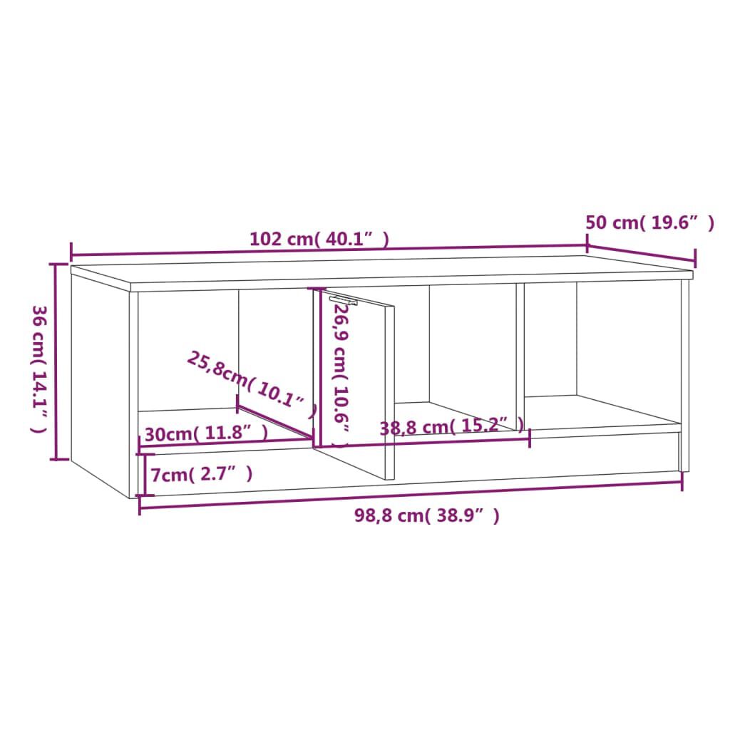 vidaXL Coffee Table White and Sonoma Oak 102x50x36 cm Engineered Wood