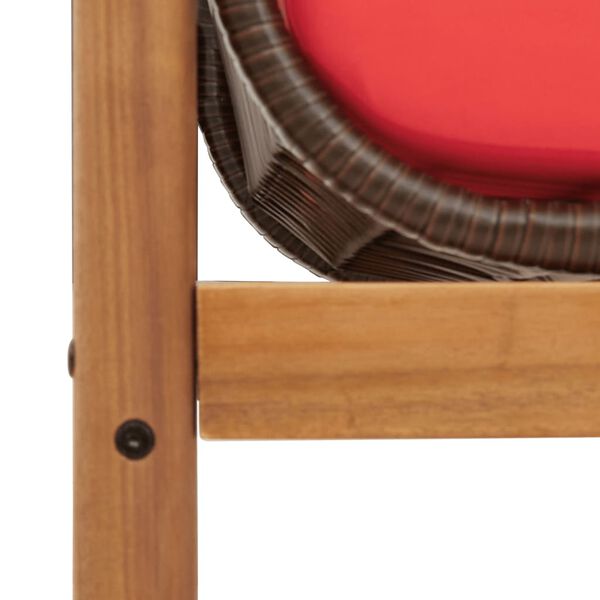 vidaXL Garden Bench with Cushion Brown Poly Rattan Acacia