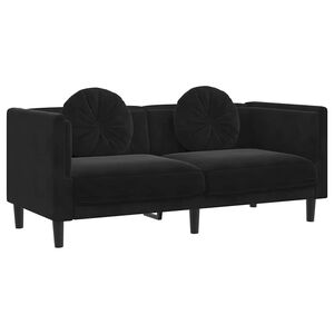 vidaXL Sofa with Cushions 2-Seater Black Velvet