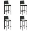 vidaXL 5 Piece Outdoor Bar Set with Cushions Black Poly Rattan