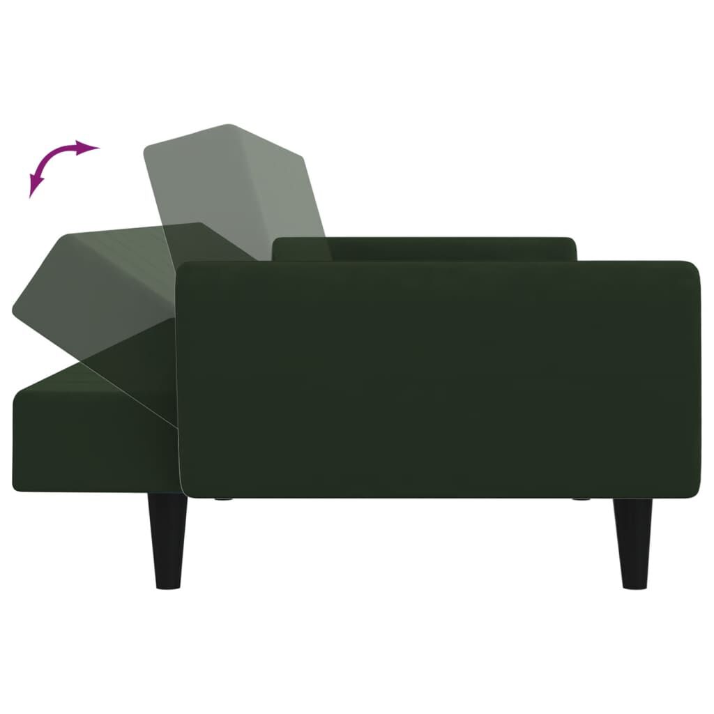 vidaXL 2-Seater Sofa Bed Dark Green Velvet