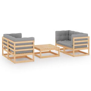 vidaXL 5 Piece Garden Lounge Set with Cushions Solid Pinewood