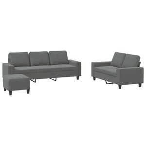 vidaXL 3 Piece Sofa Set Dark Grey Fabric