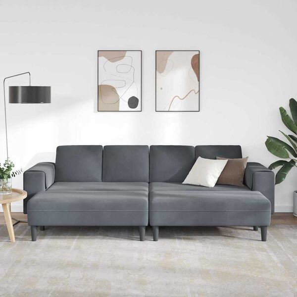 vidaXL Sofa Set Dark grey Velvet