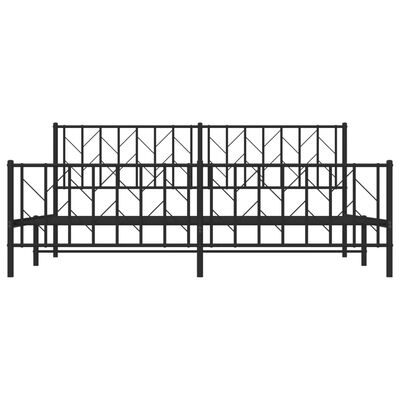 vidaXL Metal Bed Frame without Mattress with Footboard Black 193x203 cm