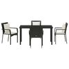 vidaXL Garden Dining Set with Cushion 5 pcs Black Poly Rattan