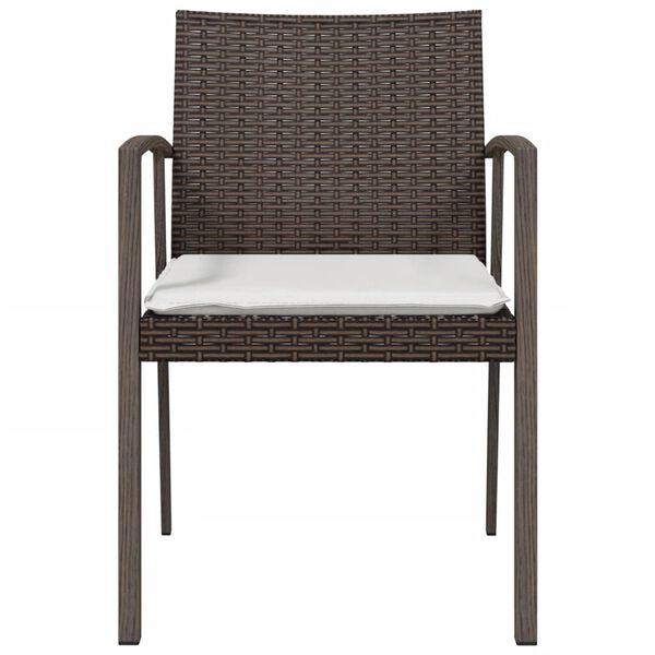 vidaXL Garden Chairs with Cushions 2 pcs Brown 56.5x57x83 cm Poly Rattan