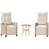 vidaXL 3 Piece Bistro Set with Cushions Beige Poly Rattan