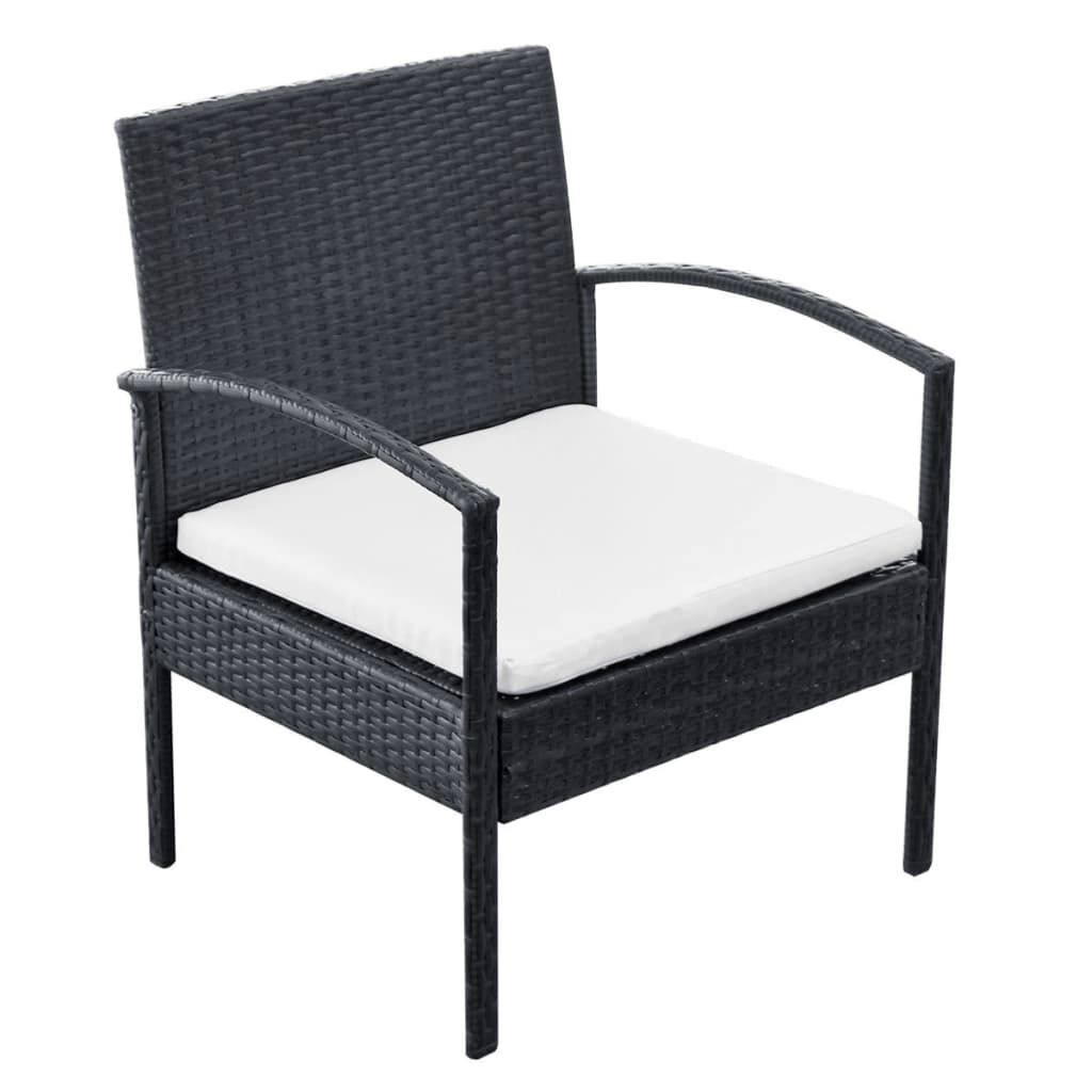 vidaXL 4 Piece Garden Lounge Set with Cushions Poly Rattan Black