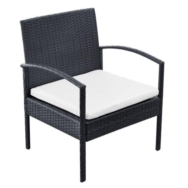 vidaXL 4 Piece Garden Lounge Set with Cushions Poly Rattan Black