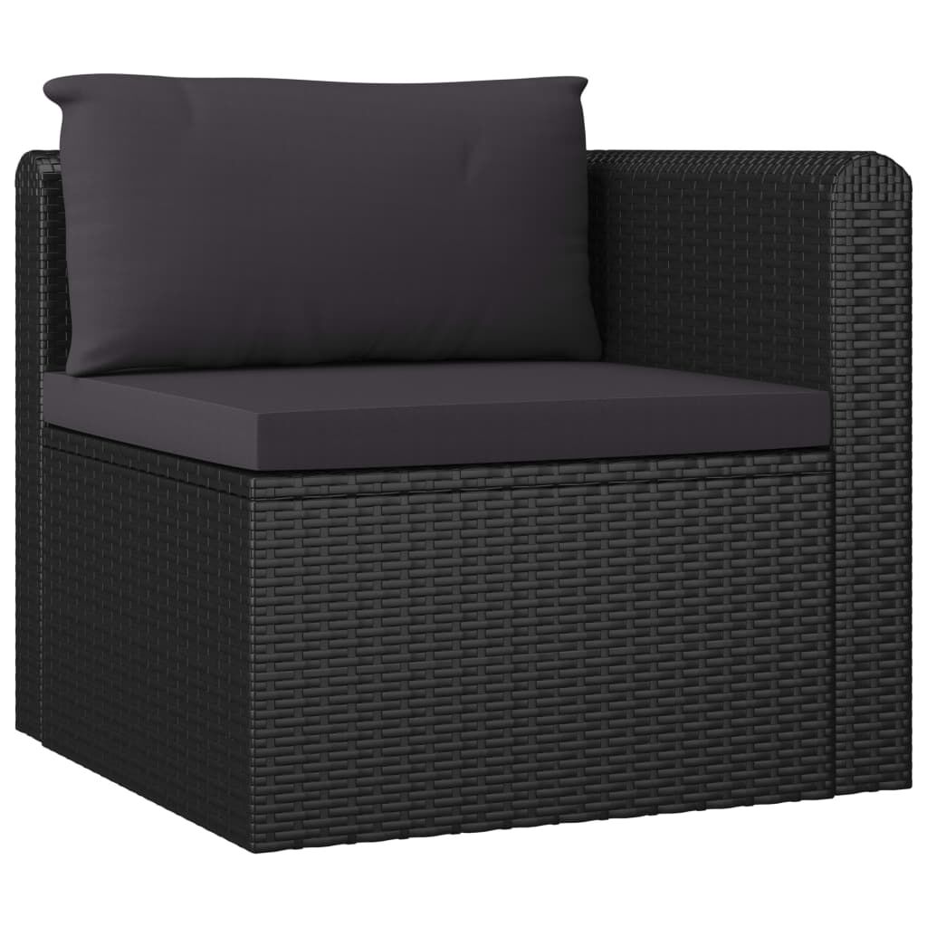 vidaXL 9 Piece Garden Lounge Set with Cushions Poly Rattan Black