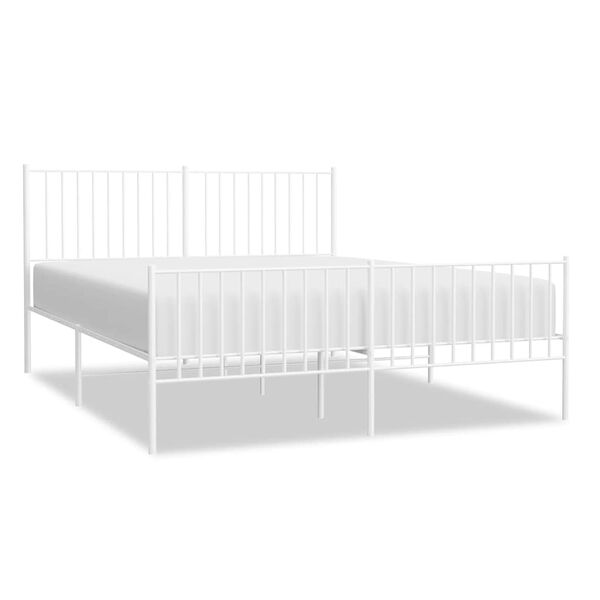 vidaXL Metal Bed Frame without Mattress with Footboard White 150x200cm