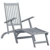 vidaXL Outdoor Deck Chair with Footrest and Cushion Solid Acacia Wood