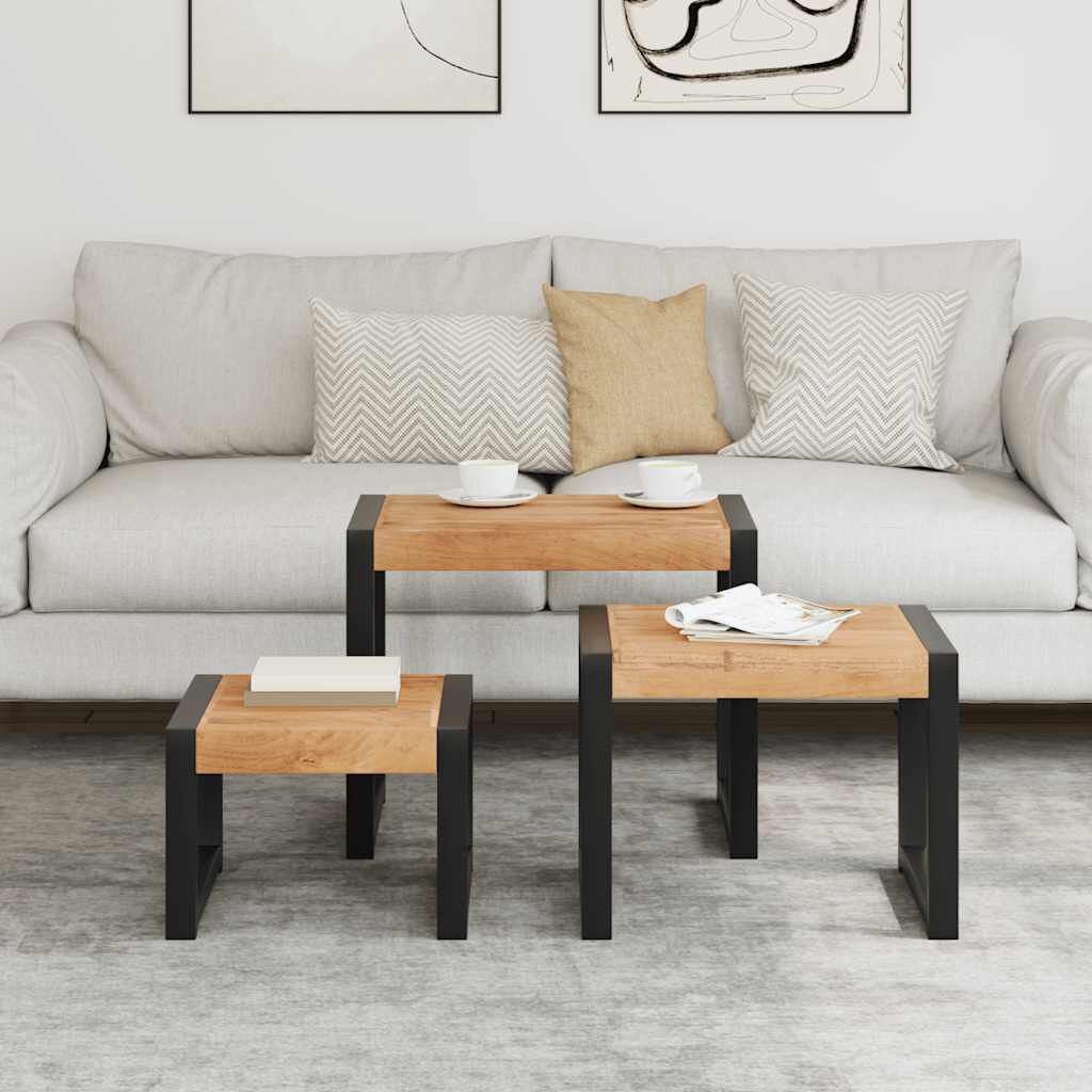 vidaXL Nesting Tables 3 pcs Solid Wood