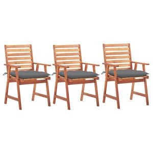 vidaXL Outdoor Dining Chairs 3 pcs with Cushions Solid Acacia Wood