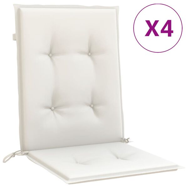 vidaXL Lowback Chair Cushions 4 pcs Melange Cream 100x50x4 cm Fabric