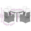 vidaXL 5 Piece Garden Dining Set with Cushions Grey Poly Rattan