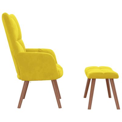 vidaXL Relaxing Chair with a Stool Mustard Yellow Velvet